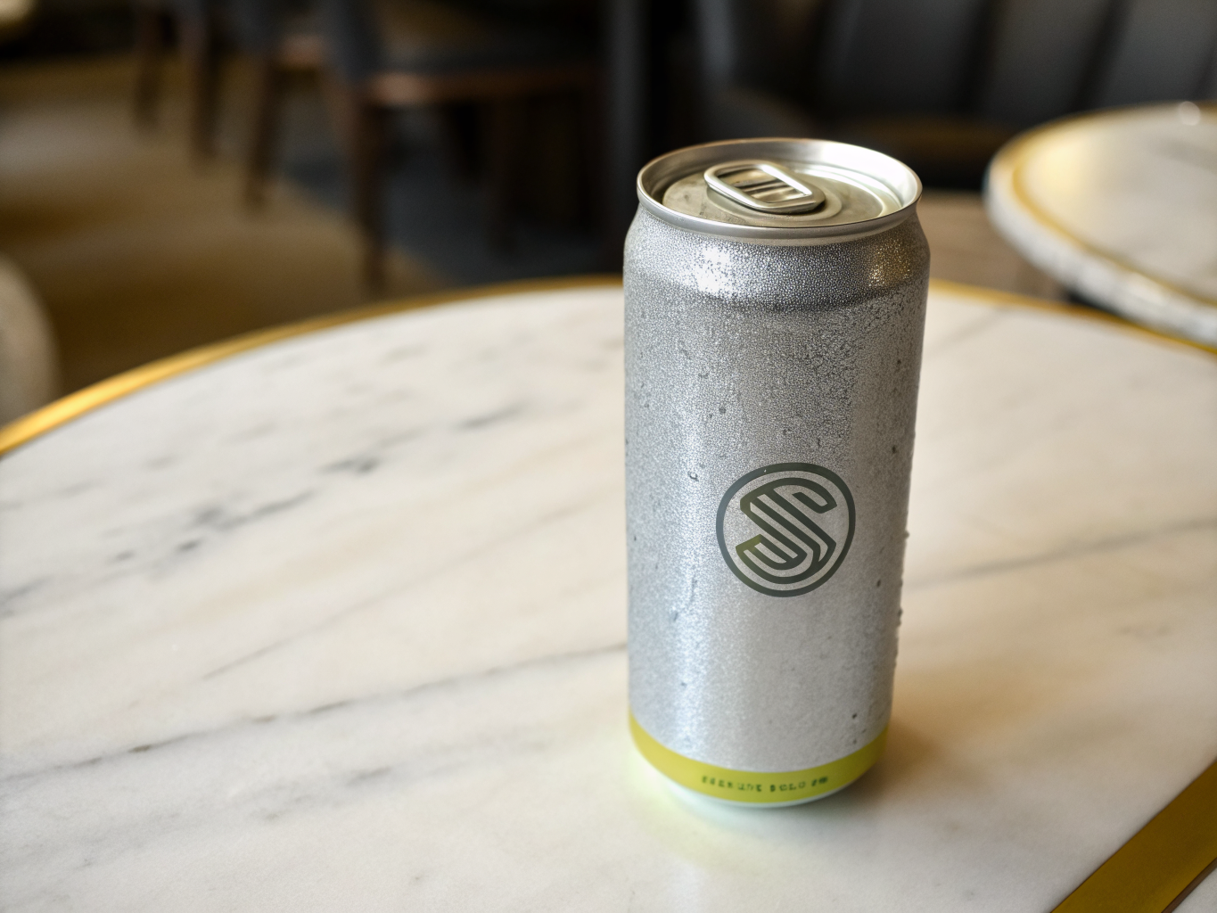 Dual slim aluminum beverage cans with matte finish and studio rim lighting