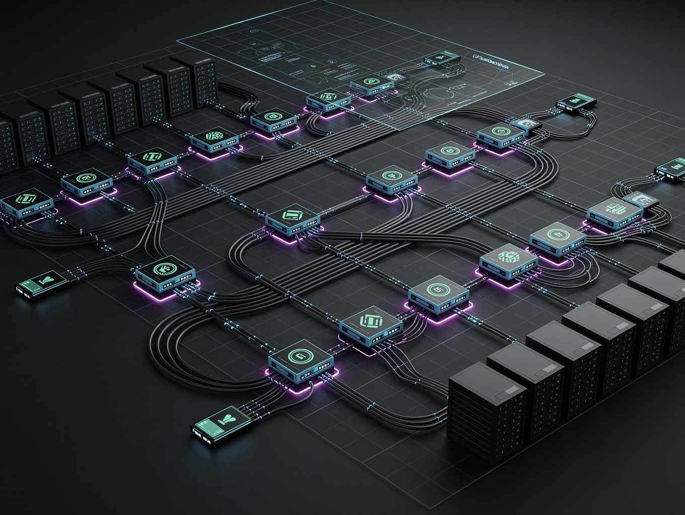 Technical isometric vector diagrams and architectural node assets